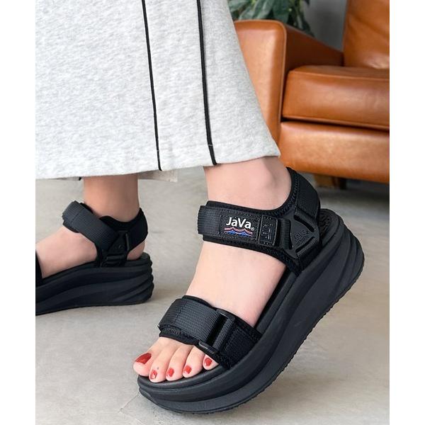 《Javaジャバコラボ》厚底ベルクロスポーツサンダル ストラップあり