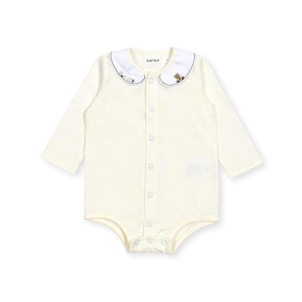 刺しゅう襟付き無地ボーダー柄切替ボディミニベビー(70~80cm)