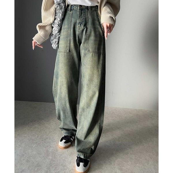 《JAVAジャバコラボ》ゆるっと旬なシルエット。ヴィンテージ加工ハイウエストベイカーデニム