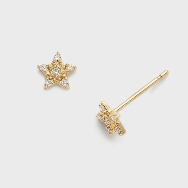 【Tiny Motif】K10ダイヤモンドスターピアス（0.02ct）