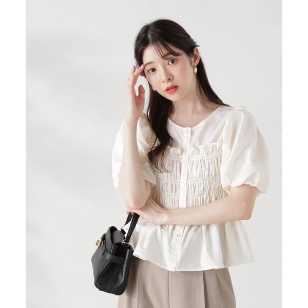 ギャザーペプラムブラウス