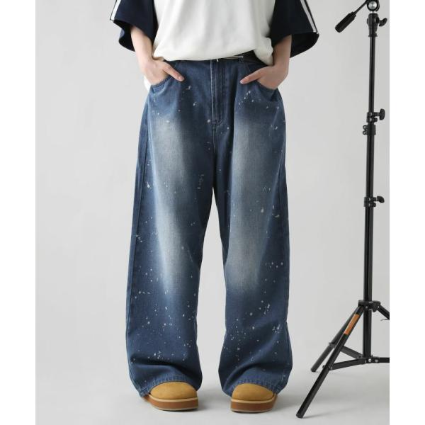 ＜MSG＞マルチ加工グランジバギーデニムパンツ　ペイント加工／ペンキ加工