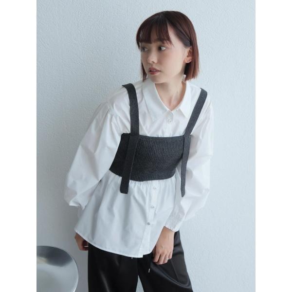 シャーリングシャツ×ニットビスチェセット