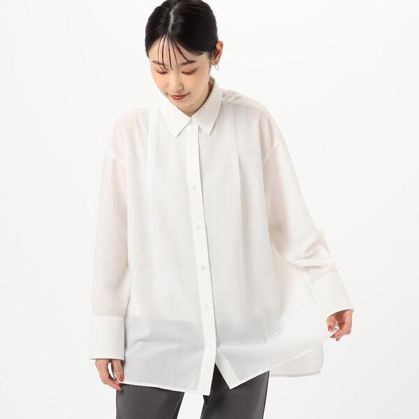 ポリエステルスパンブロード 後ろタック ロングシャツ