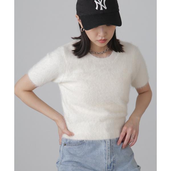 シャギー半袖ニット