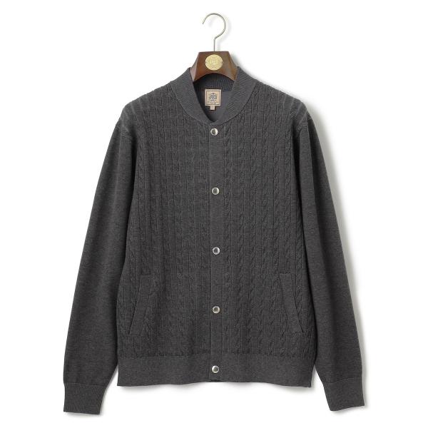 【ストレッチ性 / イージーケア】【FLEX YARN】ケーブルニットブルゾン型カーディガン