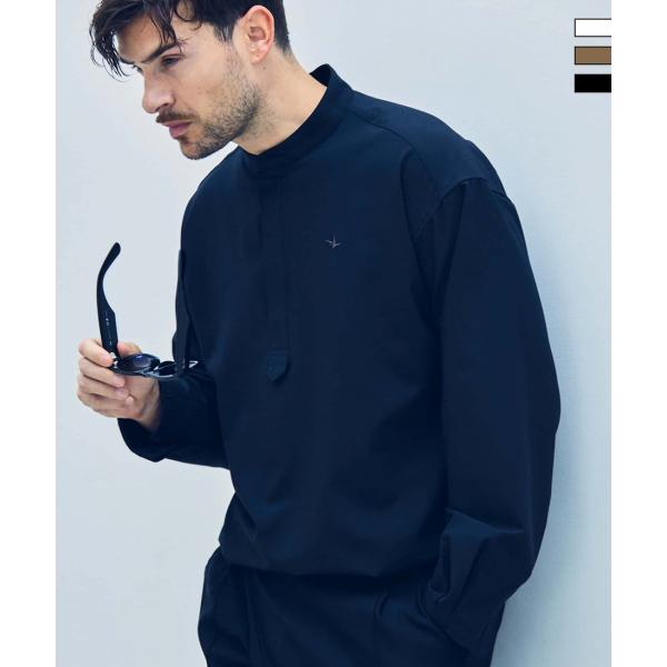 1PIU1UGUALE3 RELAX ハーフボタンスタンドカラーシャツ