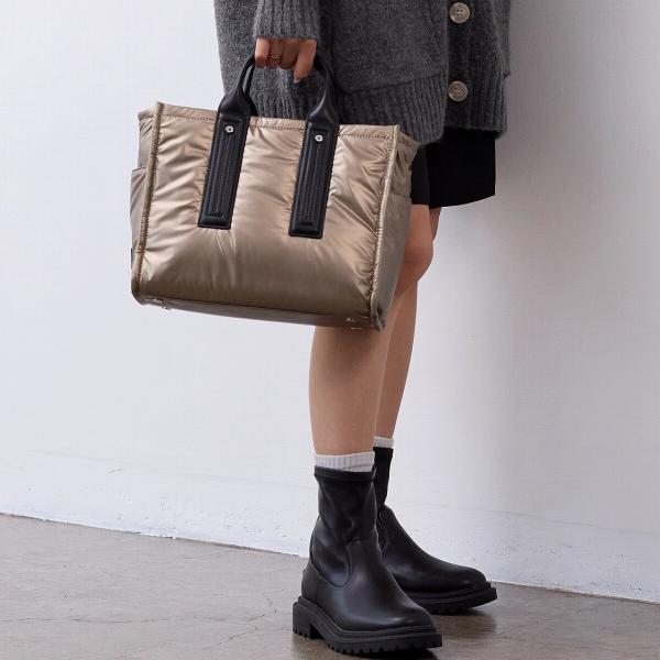 メタリック パデット ショルダー付 トートバッグ