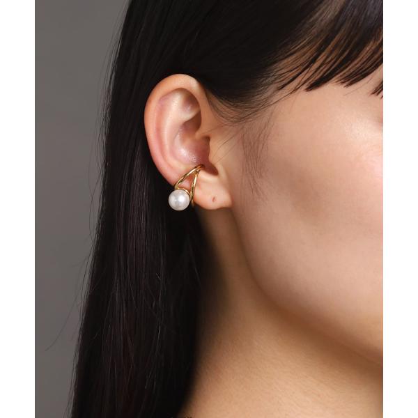LHME ポイントパールダブルイヤーカフ/ゴールド/サージカルステンレス 金属アレルギー対応