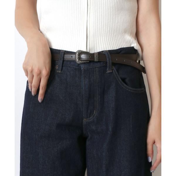 【ウエスタン調のバックル】 18mm 細め  スプリットレザー ウエスタンベルト