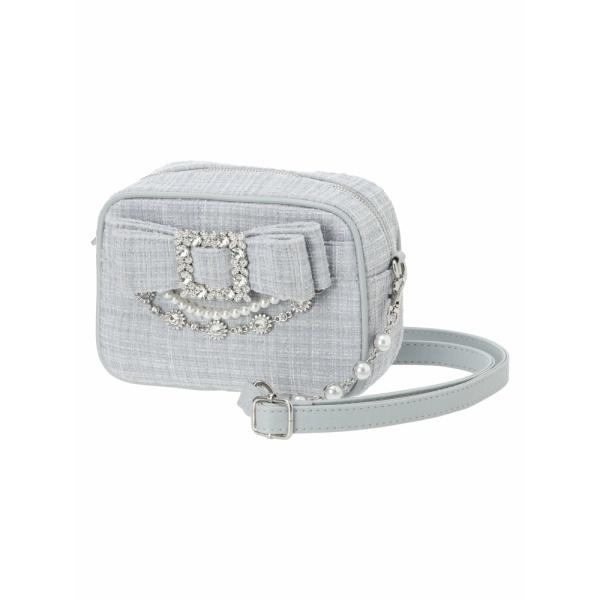 お嬢さんツイードリボンビジューショルダーバッグ