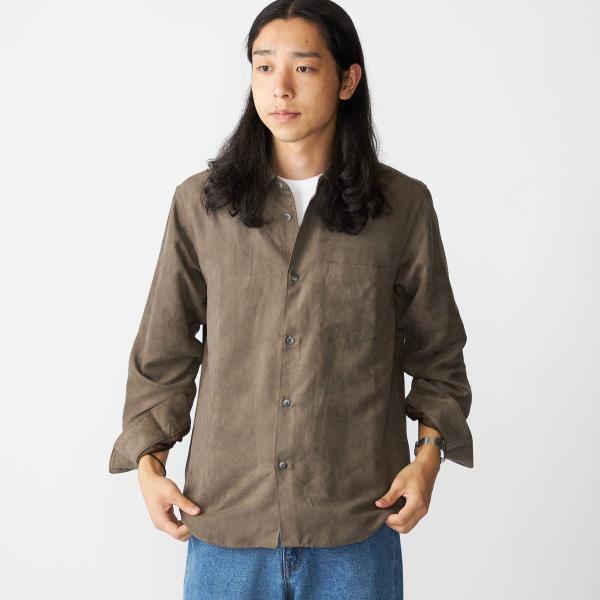 BENCH MARKING SHIRT: レギュラーカラー ポリエステル フェイクスエード シャツ