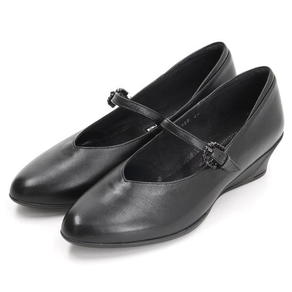 ワンストラップコンフォートウェッジヒールパンプス