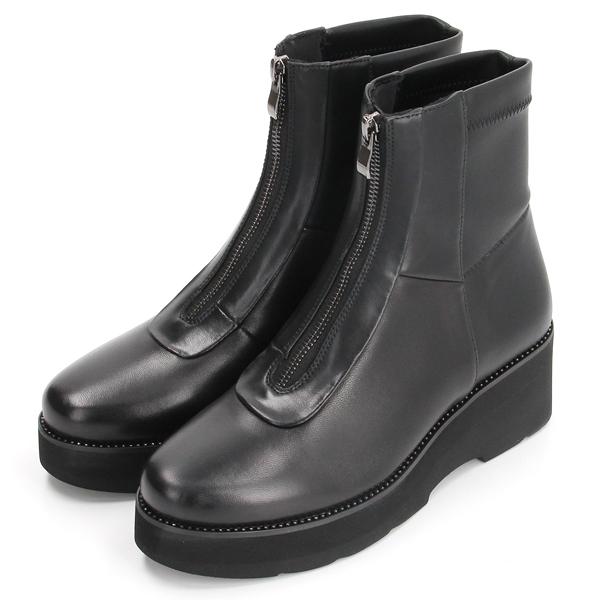 フロントジップコンフォートショートブーツ