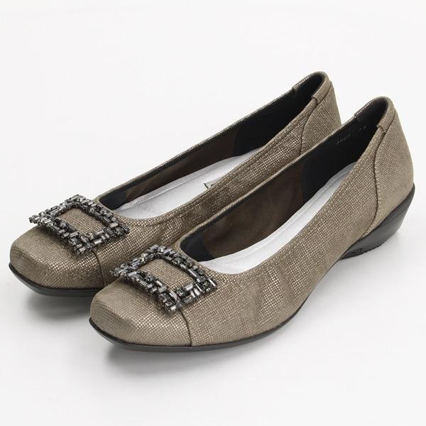 ビジューモチーフスタイリッシュコンフォートパンプス