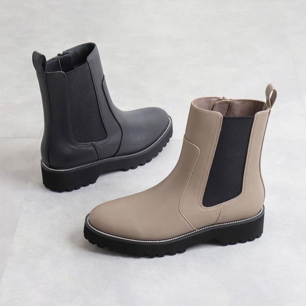 【片足330g】軽量　厚底サイドゴアブーツ