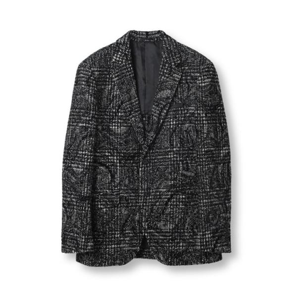 グレンチェックフロッキープリントジャケット