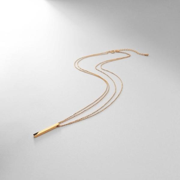 シルバー ダブルチェーンスクエアバーネックレス GP