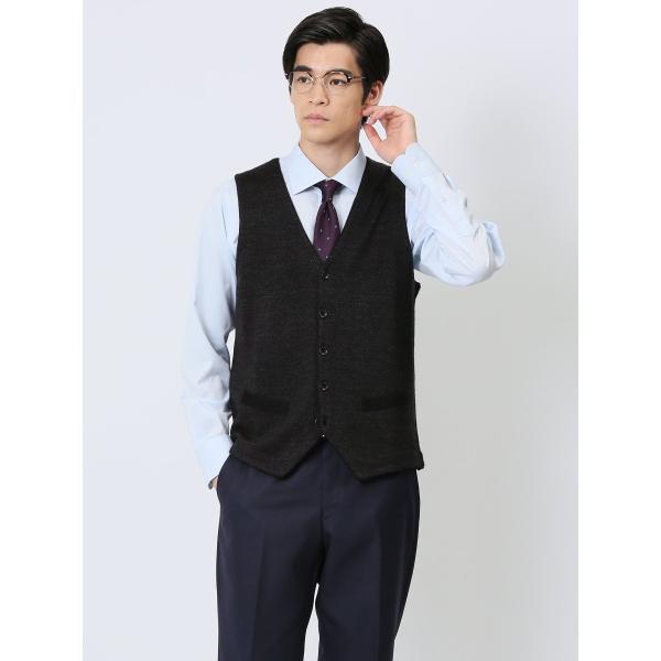 アレキサンダージュリアン ウォッシャブル ウール混 ヘリンボン柄 前開きベスト