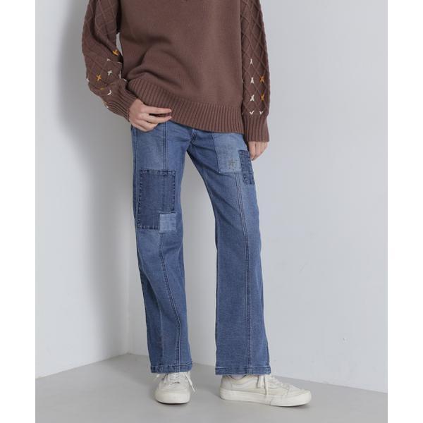 PATCH STRETCH DENIM PANTS／パッチストレッチデニムパンツ