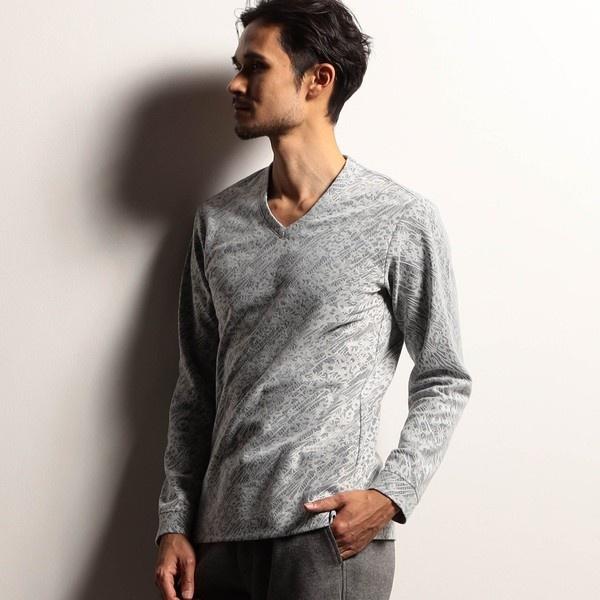 【RIELABO】フラワージャカードボンディング Ｖネックプルオーバー