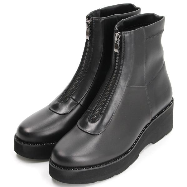 【大きいサイズ】フロントジップコンフォートショートブーツ