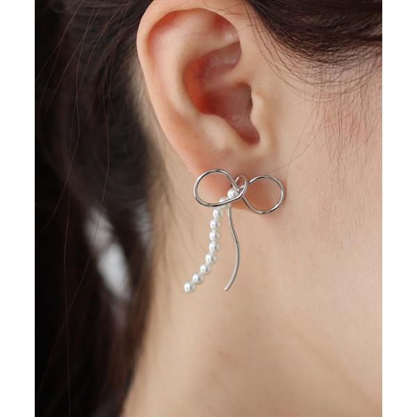 アシメパールリボンピアス