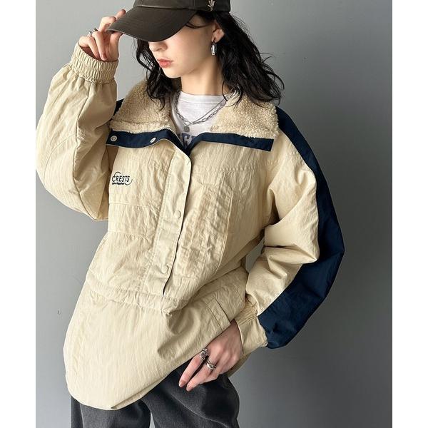 《JaVa ジャバコラボ》主役を飾る大人レトロ配色。裏キルティング配色レトロハーフジップブルゾン