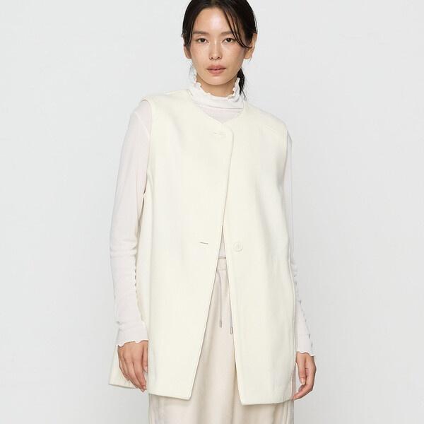 〔 +サイズ 〕 やわらかメルトン ノーカラージレ