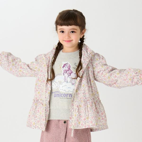 SHIPS Colors:80〜130cm /フラワープリント ジップフード ブルゾン◇