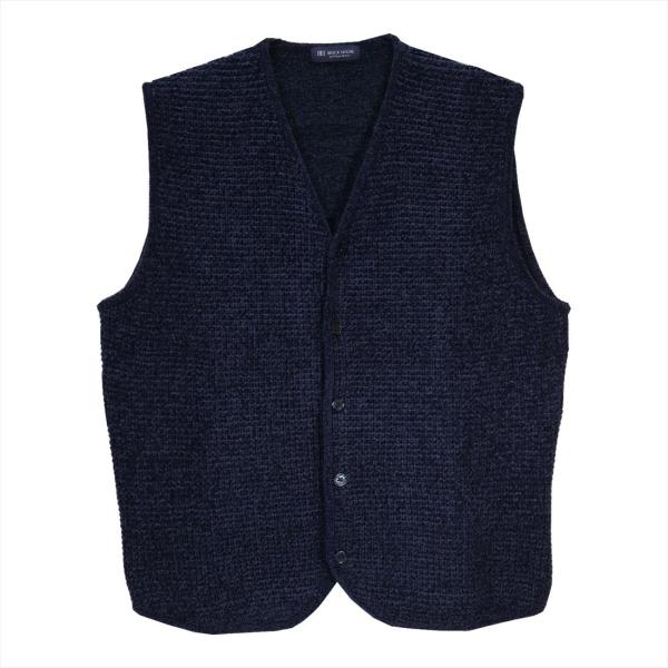 ワッフルモール糸ニットジレ メンズ