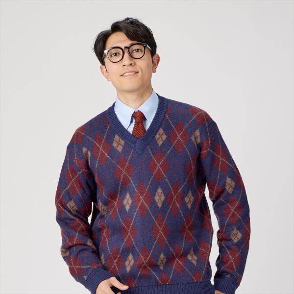 【Pitta Re:)】 モヘヤアーガイルセーター メンズ