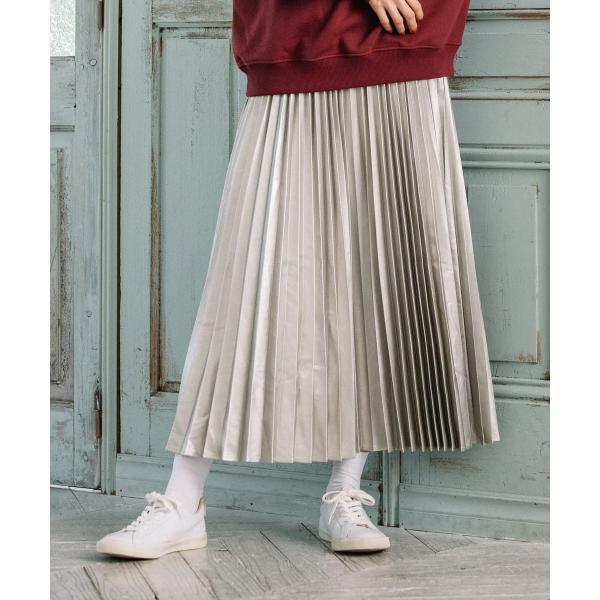 【大きいサイズ】 9号・15号(M・3L)  フェイクレザープリーツスカート