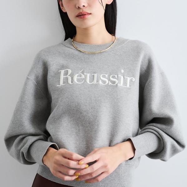 スウェットライク刺繍ロゴニットプルオーバー