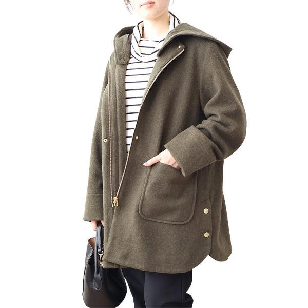 【大きいサイズ】サイド スリット フーテッド コート