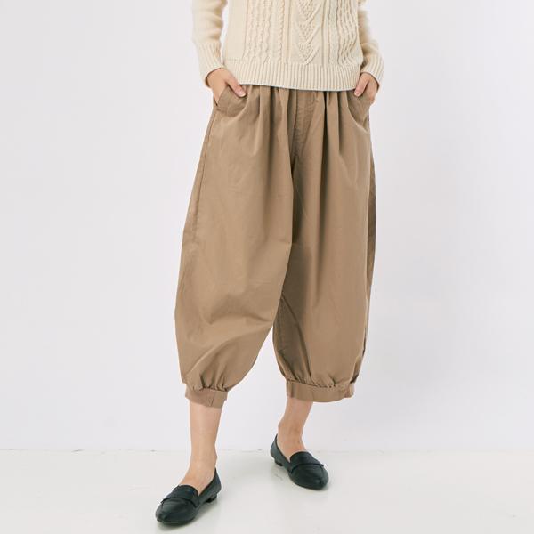 コットンポリエステルツイルバイオ加工ボリュームパンツ