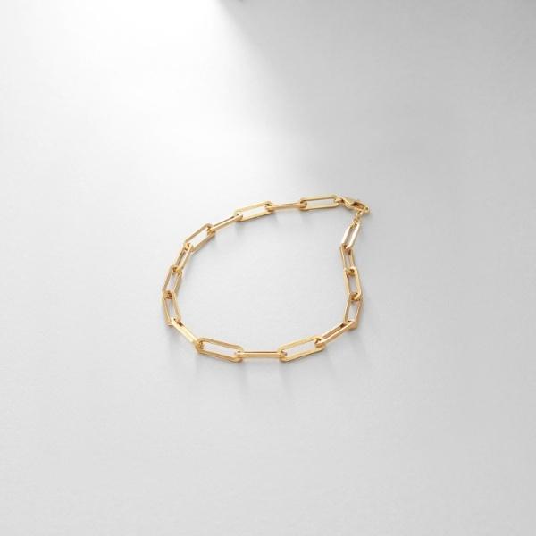 シルバー デザインチェーン フラットケーブルブレスレット（21cm） GP