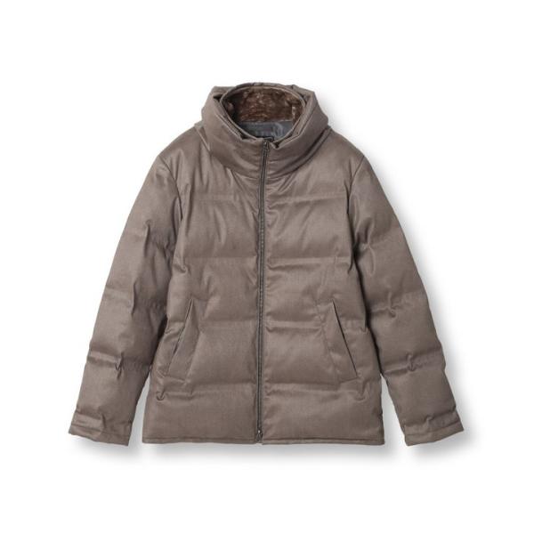 ＜撥水・防風＞スエード調ツイルプリントボリュームネックダウン