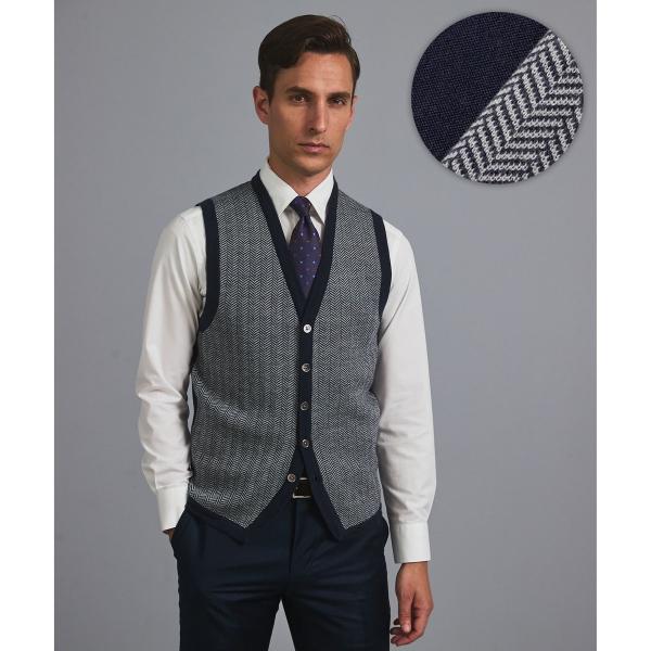 体温調整に【洗える/チクチクしにくい/ピリングしにくい】イタリア糸 ハイゲージ ベスト_WOOL10