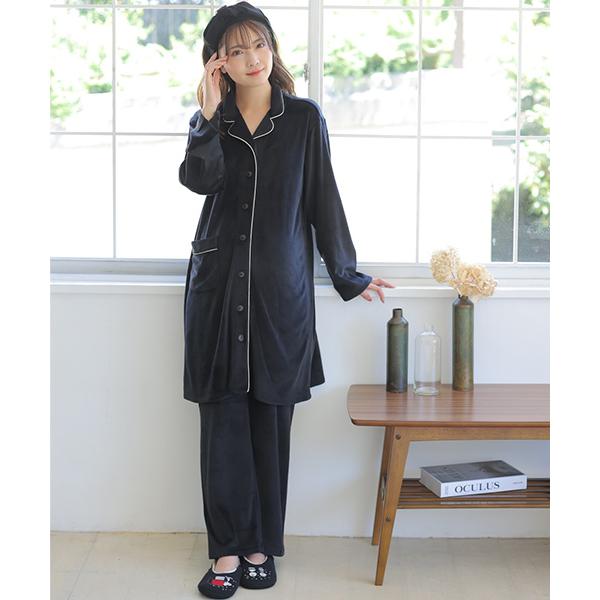 長袖、ストレッチベロア裏起毛マタニティパジャマ | マタニティウェア・授乳服