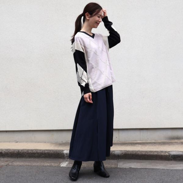 アーガイルニットVネックプルオーバー