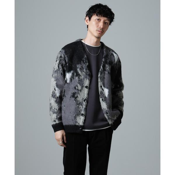 アート柄ニットカーディガン