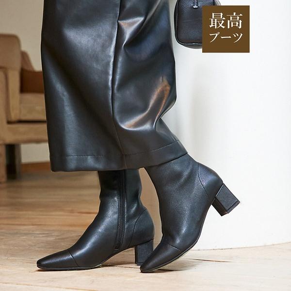 【最高ブーツ/ 5cmヒール】ストレッチショートブーツ