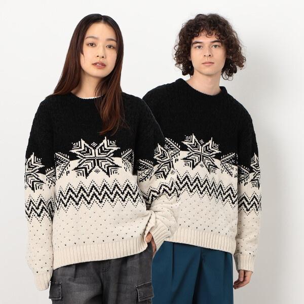雪柄ジャカードプルオーバー