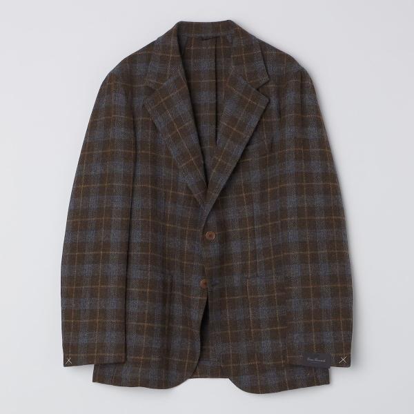 【 SHIPS別注】Errico Formicola:ウール ブラウン×ブルー チェック ジャケット