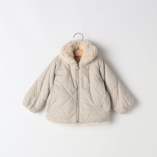 SHIPS KIDS:80〜90cm / プードルファー×タフタ リバーシブル ジャケット