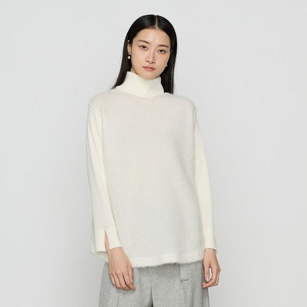アルパカ混ジャージー ハイネックプルオーバー