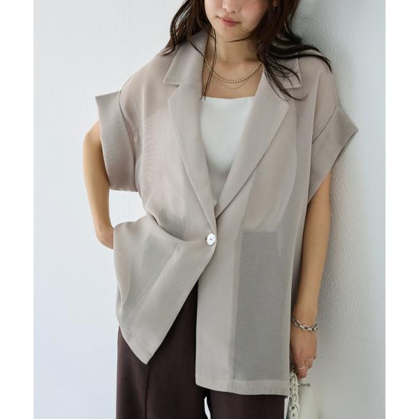【洗える】メッシュハーフスリーブジャケット