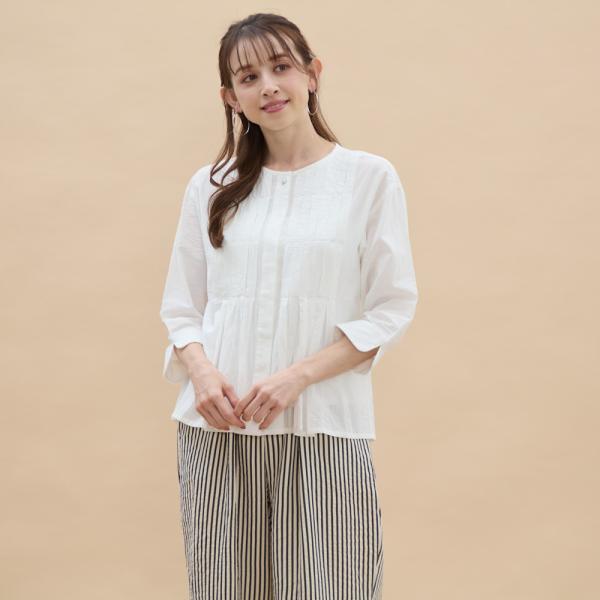 タック入りワッシャーブラウス