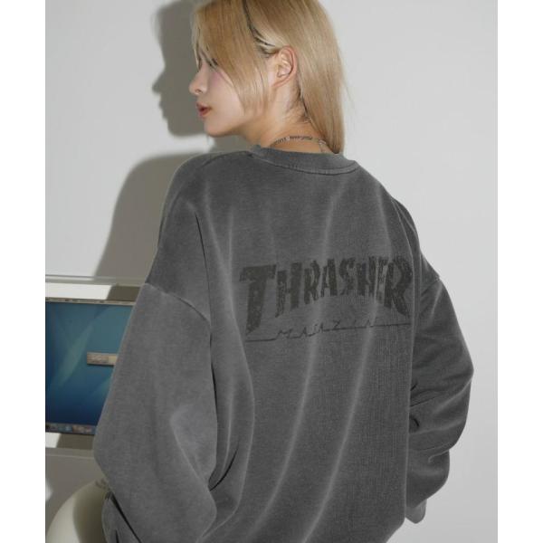 スラッシャー 別注 ピグメント ボックスシルエット加工プリントスウェットプルオーバー